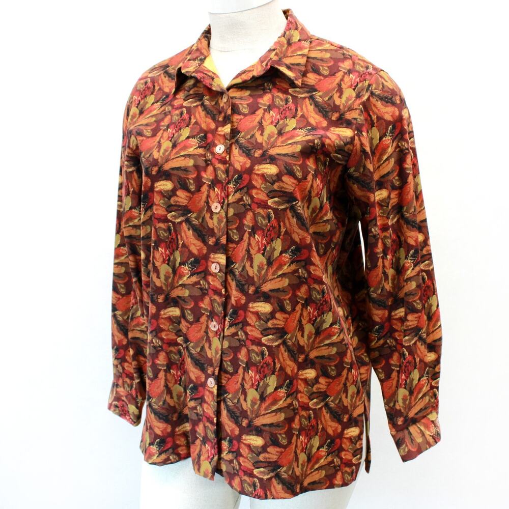 Appleseeds plus button up peachskin western southwestern top shirt tunic slit 18